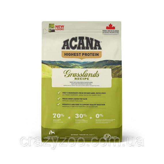 Сухой корм для собак всех пород Acana Grasslands Dog с мясом птицы, рыбой и овощами 2 кг a54220