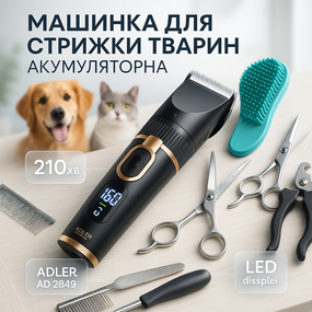 Професійний тример для домашніх тварин, Машинка тример для стрижки тварин з насадками KI-60