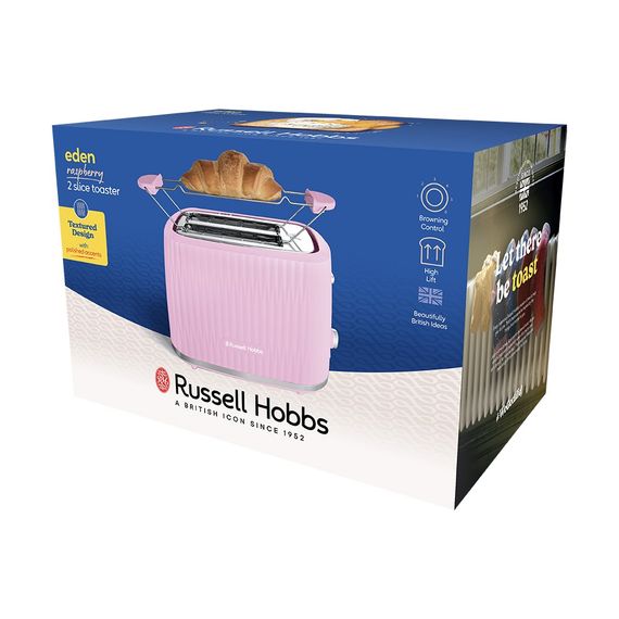 Тостер Russell Hobbs Eden 800Вт, пластик, підігрів, розморожування, малиновий (27372-56) | Зображення 5