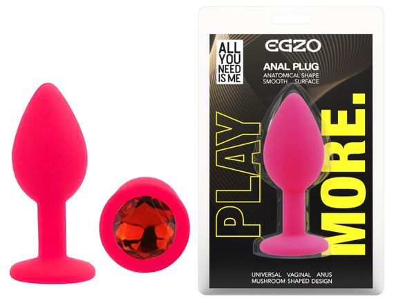 Силіконова анальна пробка EGZO - Silicone Pink Round Plug Red, size S Sex Aura