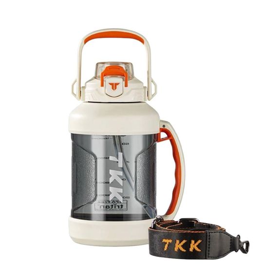 Спортивная бутылка TKK (2000 мл) - Белый матовый Tritan BPA-free, с эргономичной ручкой и клапаном | Зображення 1