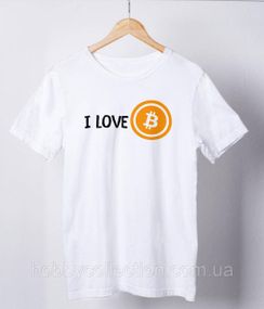 Футболка жіноча із принтом "I Love BTC" біла