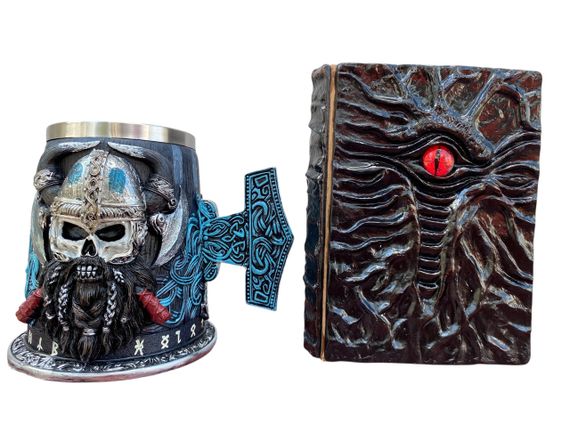 Подарунковий набір Кухоль 3D Молот Тора Бородастий Вікінг і Блокнот 3D «Книга, що дивиться у відповідь»