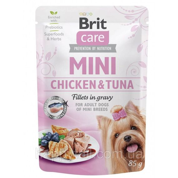 Влажный корм Brit Care Mini Adult Chicken & Tuna для собак малых пород, курица и тунец в соусе, 85 г