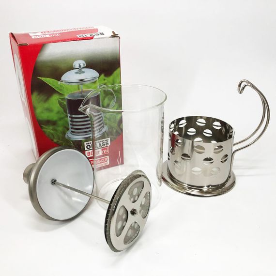 Заварник френч-прес Unique UN-1153 0.8 л, Стильний скляний чайник для заварювання, Заварник для трав | Зображення 6