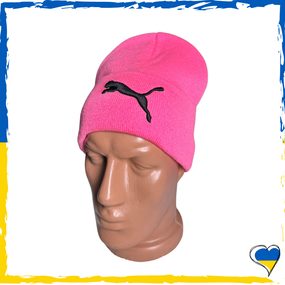 Шапка розовая Puma брендовая универсальная, Найк. Шапка мужская, женская, подростковая, детская