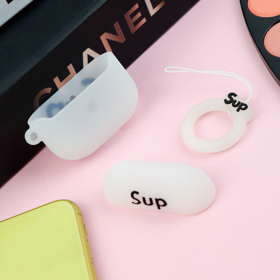 Силиконовый 3D чехол для наушников Apple AirPods Pro 1/2 Sup Белый | Зображення 1
