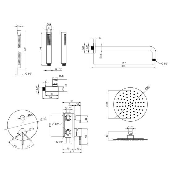 Душова система Kroner KRP Edelstahl Klassisch - SCH082 (CV029974) | Зображення 1