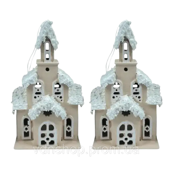 Декоративний новорічний будиночок з дерева 5×10×25 см Капучино 28124500