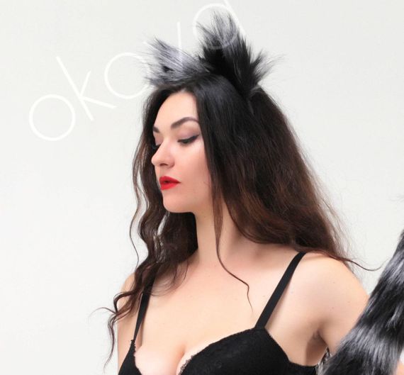 Хутряні вушка кішки, Чорнобурі з чорним OKOVA Sex Aura | Зображення 1