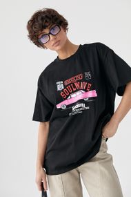 Футболка вільного фасону  із принтом авто - чорний цвет, ONE SIZE (є розміри)