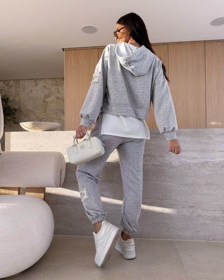Женский спортивный прогулочный костюм штаны и худи с эффектом футболки, LI2046 цвет серый, размер 42/44 | Зображення 2
