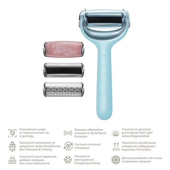 Ролик для голкової мезотерапії обличчя та тіла GESKE MicroNeedle Face&Body Roller 9в1 turquoise, Бірюзовий | Зображення 1