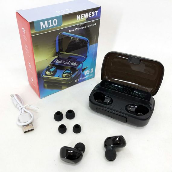 Бездротові навушники M10 з мікрофоном та док станцією-кейсом, бездротові bluetooth навушники-гарнітура | Зображення 1