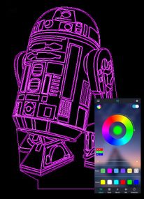 Акриловый светильник-ночник управление с телефона Звездные Войны R2-D2 tty-n000719
