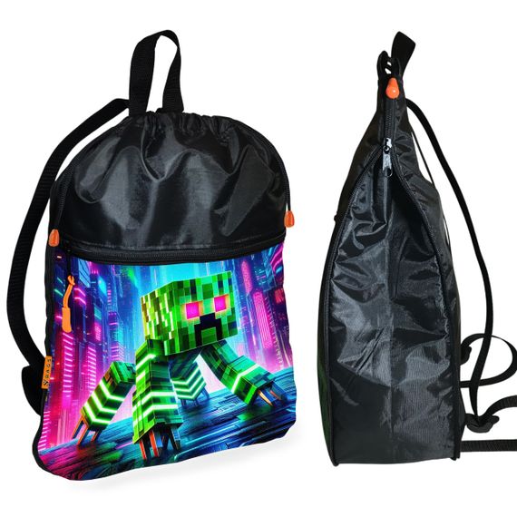 Рюкзак-мішок для взуття, спортивної форми Майнкрафт «Minecraft» дитяча сумка для змінки з розширювачем (01295)