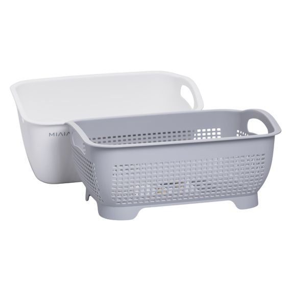 Кошик-друшлак 2 в 1 для миття овочів, фруктів і зелені 29,5×21×11 (см) Білий HP-45-6W | Зображення 1