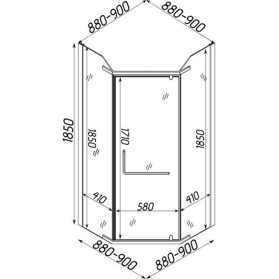 Душова кабіна BRAVO RABA N90FS, п'ятикутна, без піддона | Зображення 2