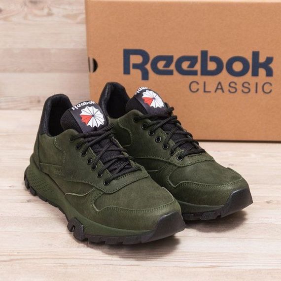 шкіряні кросівки Reebok олива | Зображення 5