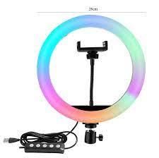 Лед-лампа кольцевая для студийного освещения Ring RGB MJ 26 26см  с пультом и штативом для фото и видео | Зображення 1
