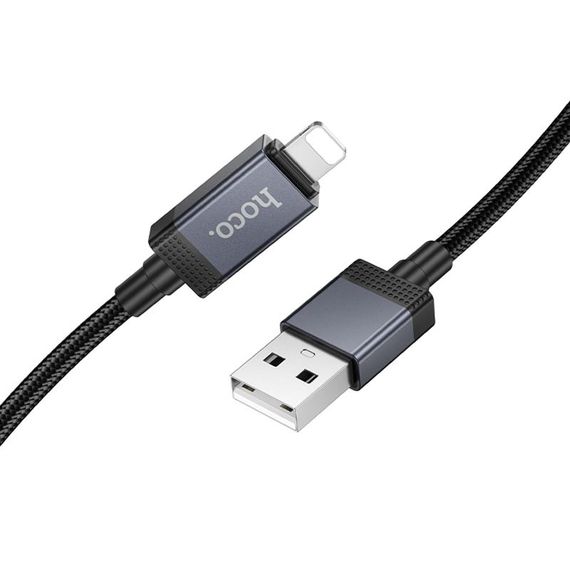 Дата кабель Hoco X118 Generous with display USB to Lightning 2.4A (1m) Black | Зображення 2