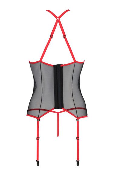 Корсет з пажами Passion SATARA CORSET S/M red, стрінги, мереживо, застібки спереду та ззаду Sex Aura | Зображення 3