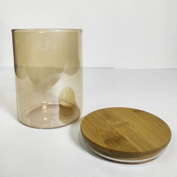 Емкость стеклянная с деревянной крышкой (круглая) янтарь VT-8008 Vittora 800 мл | Зображення 3