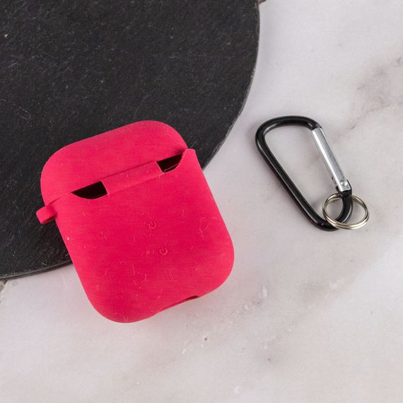 Силіконовий футляр з мікрофіброю для навушників Airpods 1/2 Червоний / Rose Red | Зображення 4