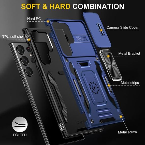 Ударостійкий чохол Camshield Army Ring для Samsung Galaxy S25 Ultra Синій / Navy | Зображення 1