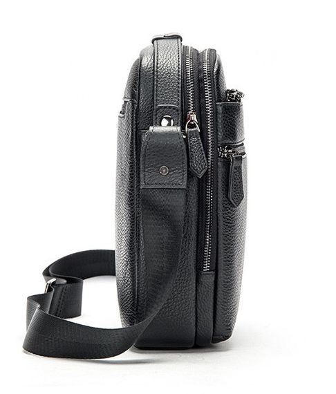 Шкіряна чоловіча сумка через плече чорна Tiding Bag MN-284334 | Зображення 6