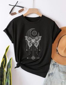 Футболка жіноча з принтом повсякденна XL Чорний