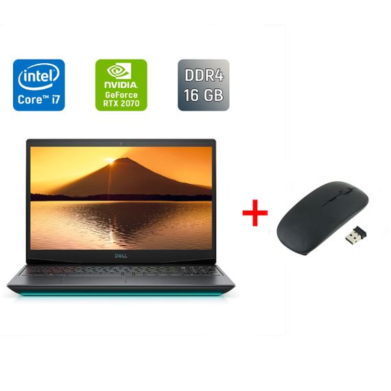 Ігровий ноутбук Dell G5 5500 / 15.6" (1920x1080) IPS / Intel Core i7-10750H (6 (12) ядер по 2.6 - 5.0 GHz) / 16 GB DDR4 / 1000 GB SSD / nVidia GeForce RTX 2070, 8 GB GDDR6, 256-bit / WebCam / Windows 10 б/в + Подарунок Бездротова миша / USB