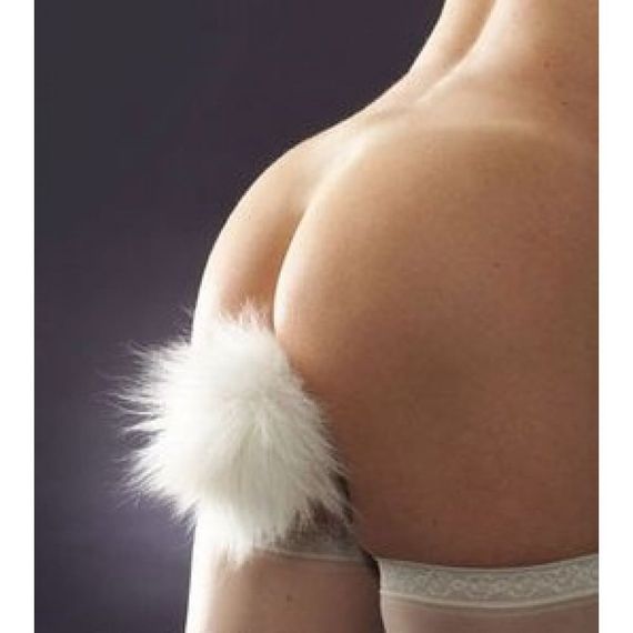 Анальная силиконовая пробка с хвостиком зайки white S sexstyle | Зображення 4