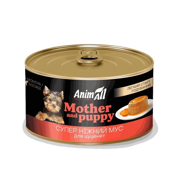 Вологий корм для першого прикорму цуценят AnimAll Mother & Puppy, 195 гр