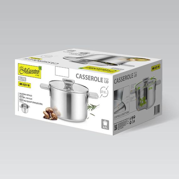 Каструля Maestro MR-3521-18, 2.5 л, 18 см, з нержавіючої сталі з кришкою, для всіх типів плит | Зображення 4