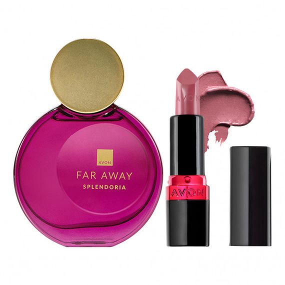 Подарочный набор Avon Far Away Splendoria | Парфюмная вода 50 мл + Губная помада Ultra Темно-лиловая 3,6 г