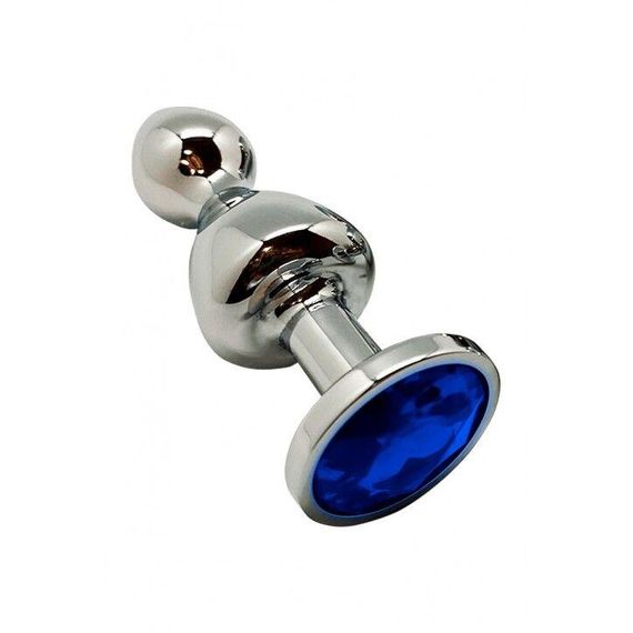 Металева анальна пробка Wooomy Lollypop Double Ball Metal Plug Blue L діаметр 3,5 см, довжина 10,5см sexstyle