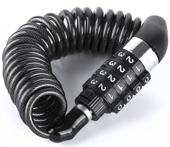 Велосипедний кодовий замок Primo Lock-02 зі сталевим протиугінним тросом 1,5 м - Black