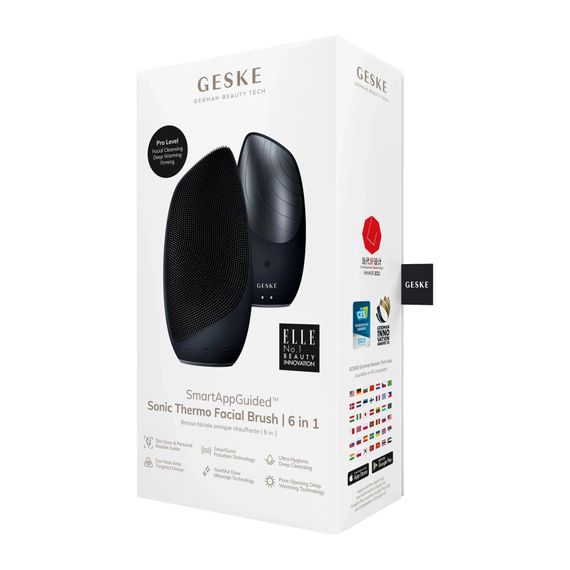 Электронная звуковая термо щетка для лица GESKE Sonic Thermo Facial Brush 6в1, Черный | Зображення 7