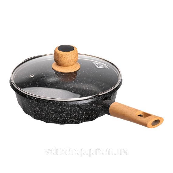 Алюмінієвий сотейник 2,7 л з мармуровим антипригарним покриттям Ø 24 см чорний HP-4-436B | Зображення 4