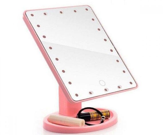 Дзеркало косметичне з LED підсвічуванням прямокутне SUNROZ HH083 360° Рожевий (HH083_315) | Зображення 5
