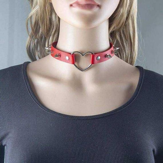 БДСМ чокер с сердечком и шипами Красный – Садо-мазо | Зображення 1