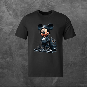 Футболка унісекс з принтом Мікі Маус (black1) базова чорна XS