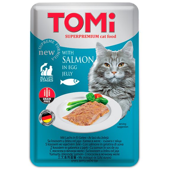 Корм TOMi Salmon In Egg Jelly влажный для котов с лососем 100 гр