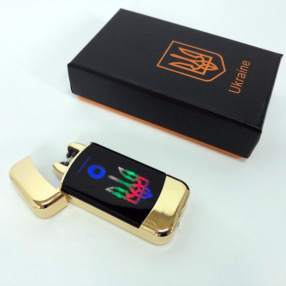 Дугова електроімпульсна запальничка із USB-зарядкою Україна LIGHTER HL-439. ZS-712 Колір: золотий | Зображення 4