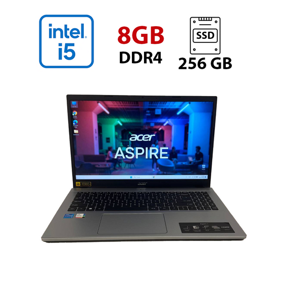 Ультрабук Acer Aspire 3 A315-59 / 15.6" (1920x1080) IPS / Intel Core i5-1235U (10 (12) ядер по 1.3 - 4.4 GHz) / 8 GB DDR4 / 256 GB SSD / Intel Iris Xe / WebCam б/у