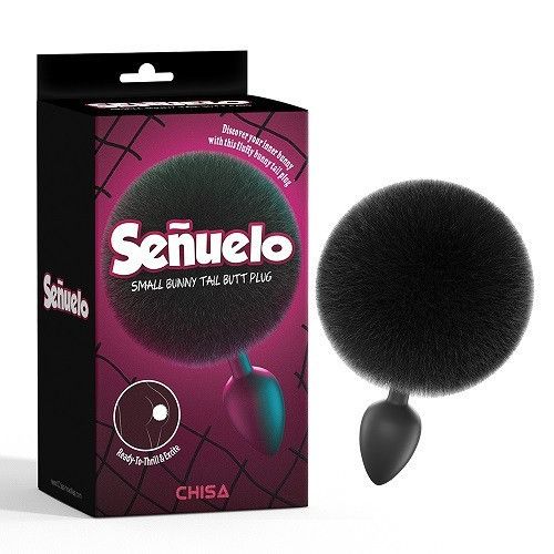 Анальна пробка Chisa Senuelo із заячим хвостиком, чорна Sex Aura