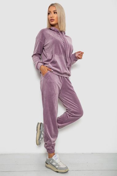 Спортивный костюм женский велюровый, цвет пудровый, 241R1530-5 | Зображення 2