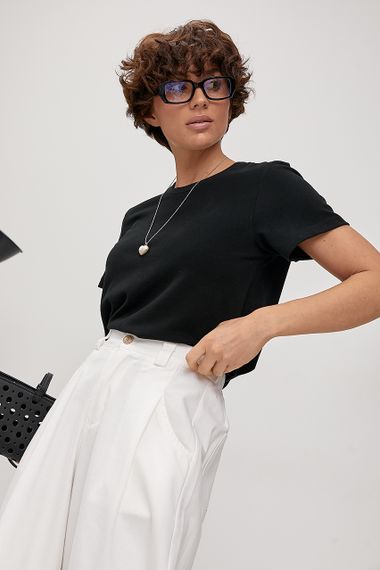 Однотонна трикотажна футболка - чорний цвет, ONE SIZE (є розміри)