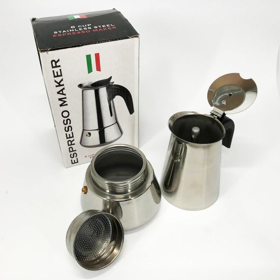 Кавоварка гейзерна Unique UN-1902 на 6 чашок 270 мл, Гейзерна кавоварка для електроплити | Зображення 1